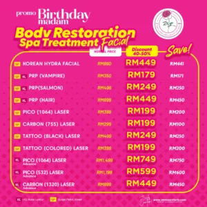 Promo MEGA SALE (T2) - Body Restoration Spa Treatment (Facial)